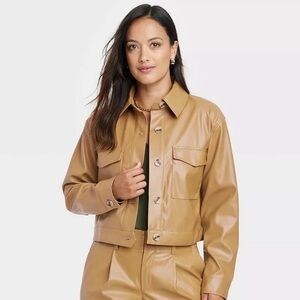 A New Day Faux Leather Cropped Jacket